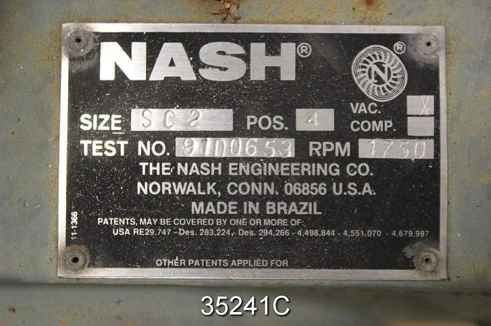 Used Nash SC2 Vacuum Pump, Pos. 4 #35241