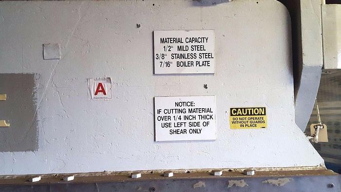 Used Cleveland Crane Steelweld 8D 12 Foot 1/2" Squaring Shear with back gauge MFG USA