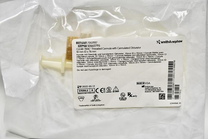 SMITH & NEPHEW  7207197 CLEAR-TRAC THREADED CANNULA 10MM X 76MM WITH 4MM CANNULATED OBTURATOR, 10 UNITS