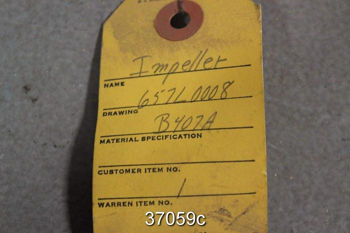 Used Warren 747 A60 Pump Impeller, 657L0008 #37059