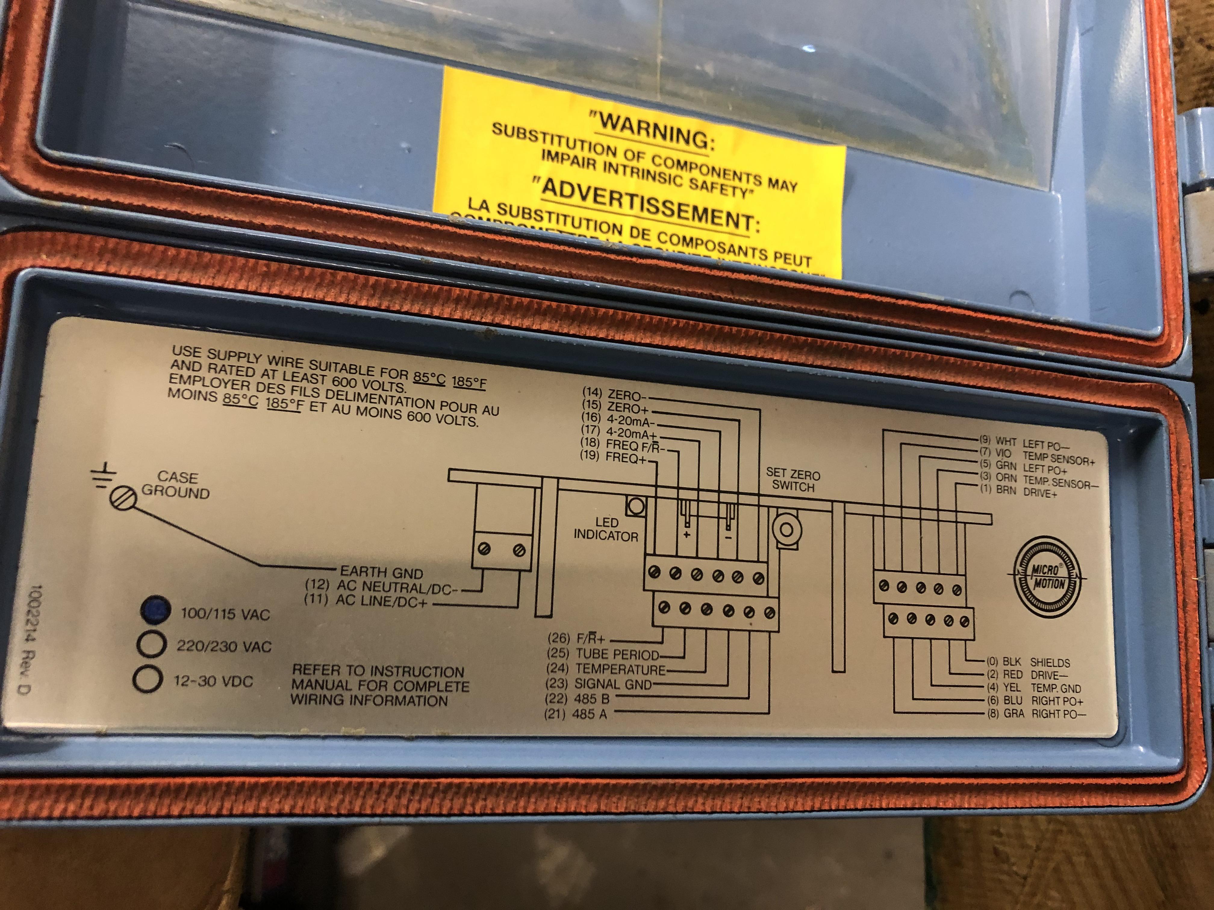 Used MICRO MOTION RFT9712 FLOW METER