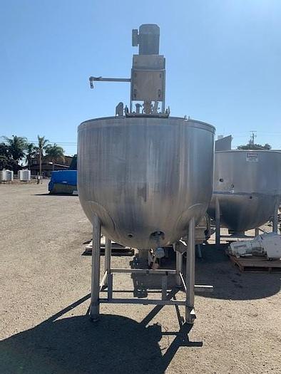 Used JC Pardo 500 Gallon Stainless Steel Jacketed Mixing Kettle with Sickle Blade Agitation