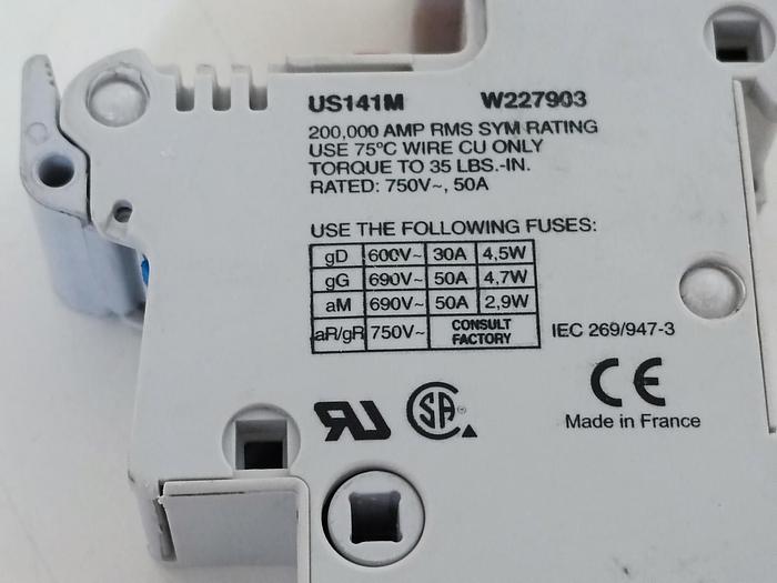 3 Stück Sicherungshalter + 50A Sicherung, US141M, Ferraz Shawmut neuwertig