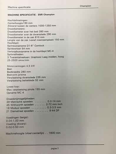 Gebruikt ENR Champion draaibank