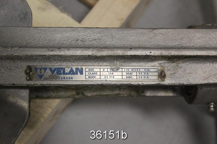 Used Velan 6" Hand Operated Knife Gate Valve, L14-0320C-13BL #36151