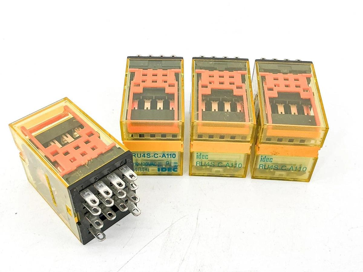 New Lot of 4 IDEC RU4S-C-A110 Relay 110V 6A - No Box