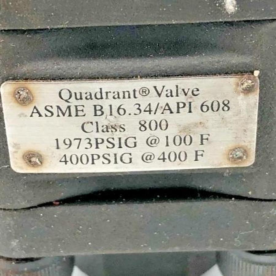 New Quadrant ASME B16.34/API 608 Ball Valve 3/8" Class 800 1973psig - No Box