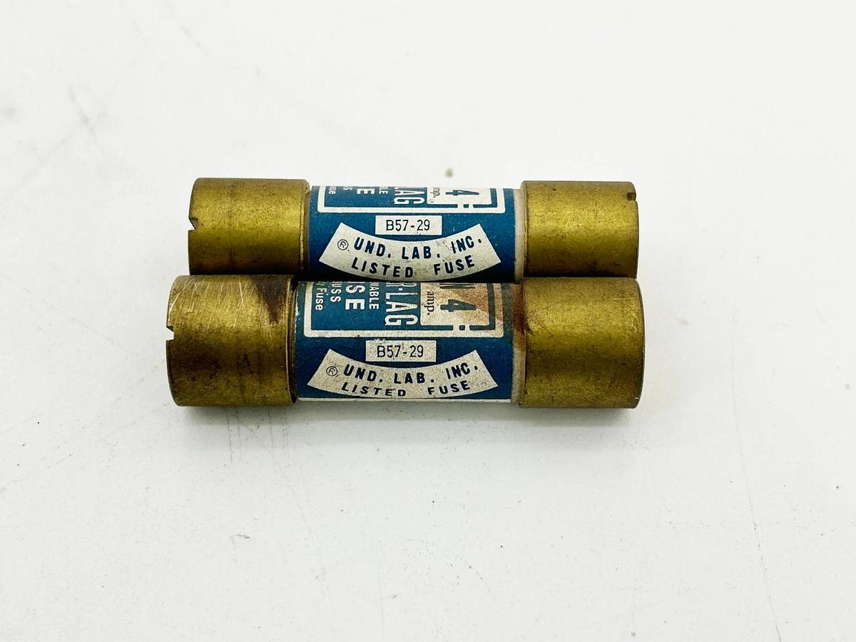 New Lot of 2 Bussmann Ren 4 Super Lag Renewable Fuse 4A 250V
