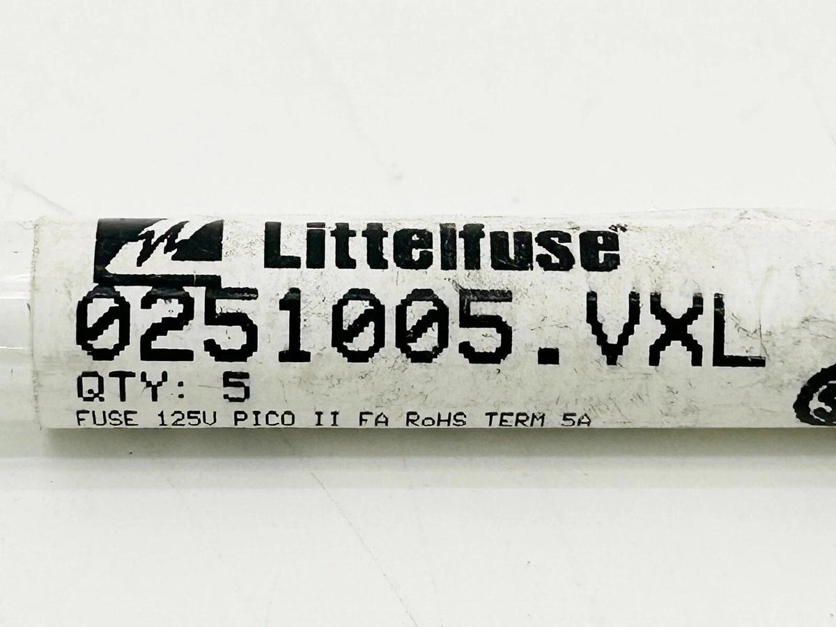 New Lot of 5 LittelFuse 0251005.VXL Very Fast Acting PCB Leaded Fuse 5A 125V