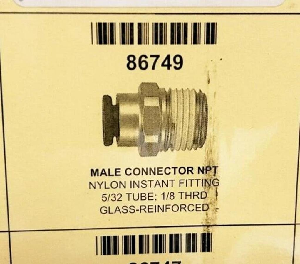 Lot of 9 New Lawson 86749 Male Connectors, 5/32" Tube, 1/8" Thrd