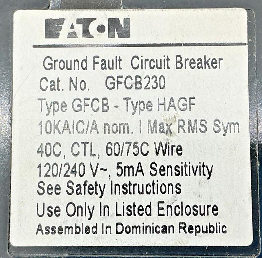 New Eaton GFCB230 Circuit Breaker Type GFCB & HAGF 2P 30A 120/240V - No Box