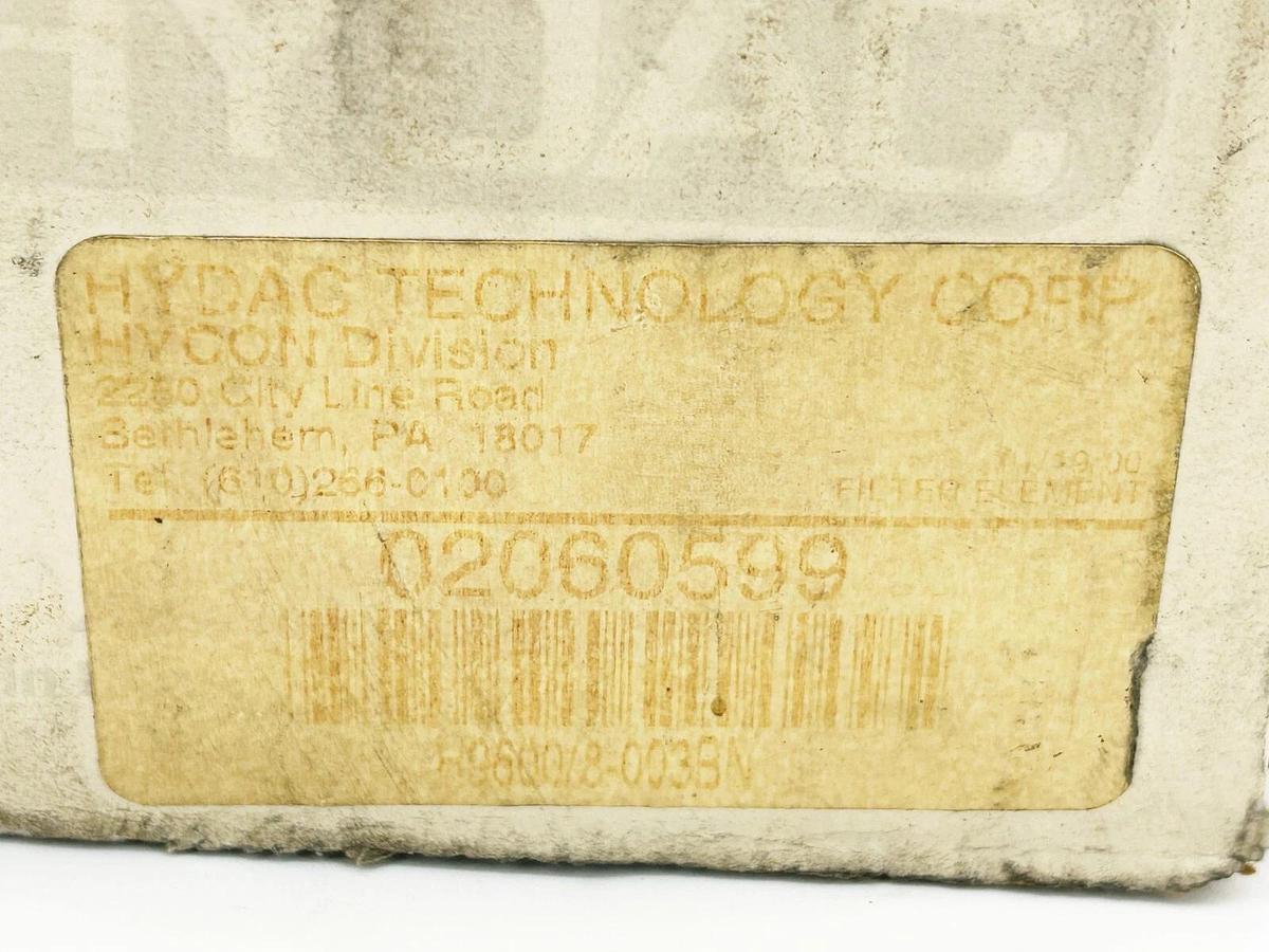 New Hydac 02060599 Hydraulic Filter 3 Micron 1-1/2" H9600/8-003BN3