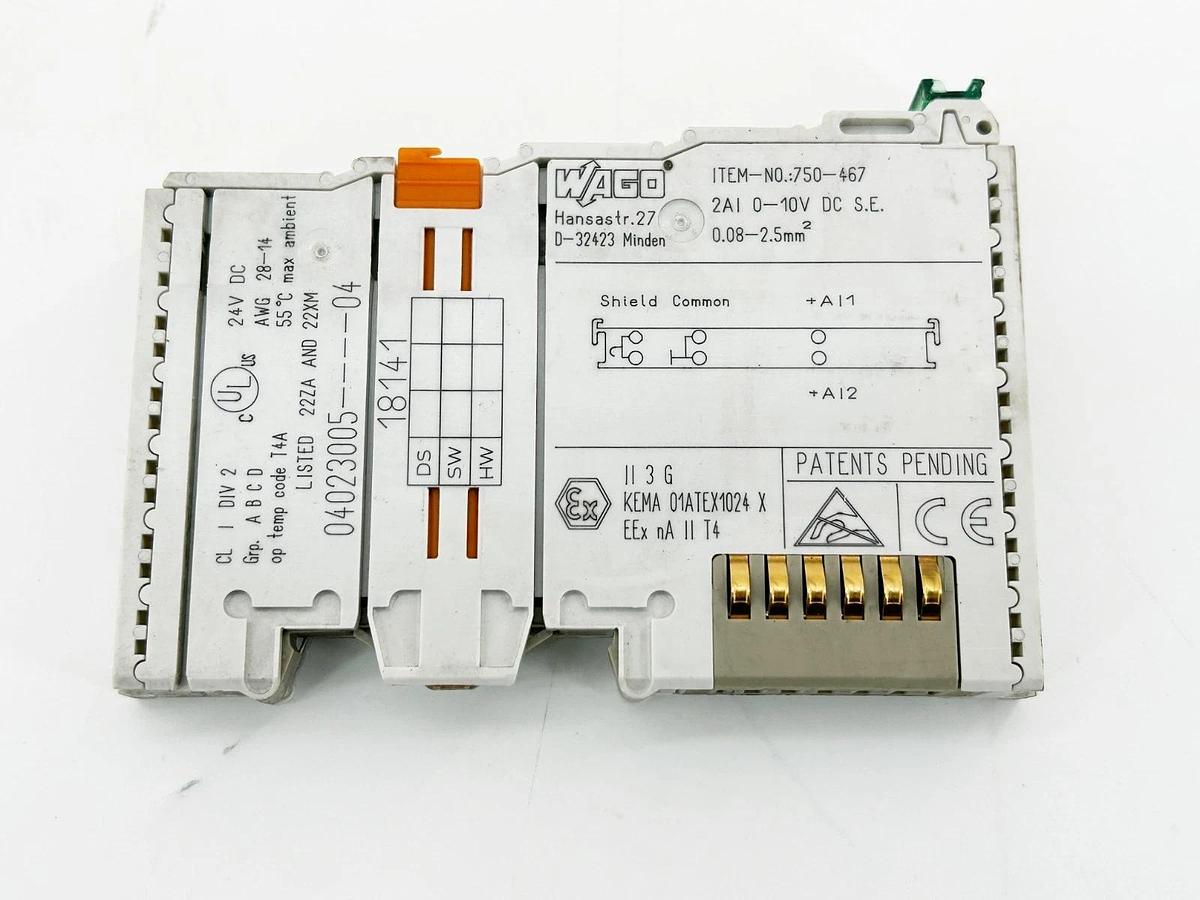 New Wago 750-467 Analog Input Module Single Ended 2 Channel 35V