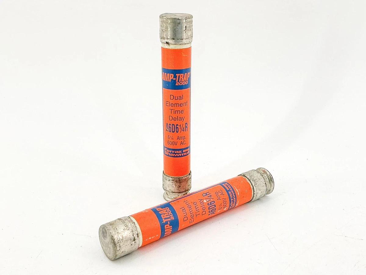 New Lot of 2 Ferraz Shawmut A6D61/4R Time Delay Fuse 6-1/4A 600V RK1