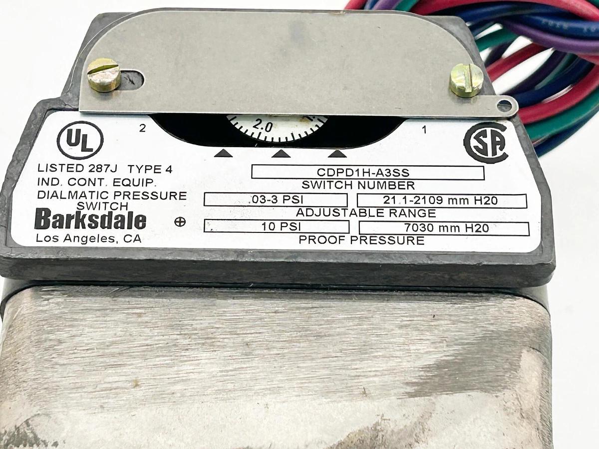 New Barksdale CDPD1H-A3SS Pressure Switch 3PSI 1/8NPT NEMA 4