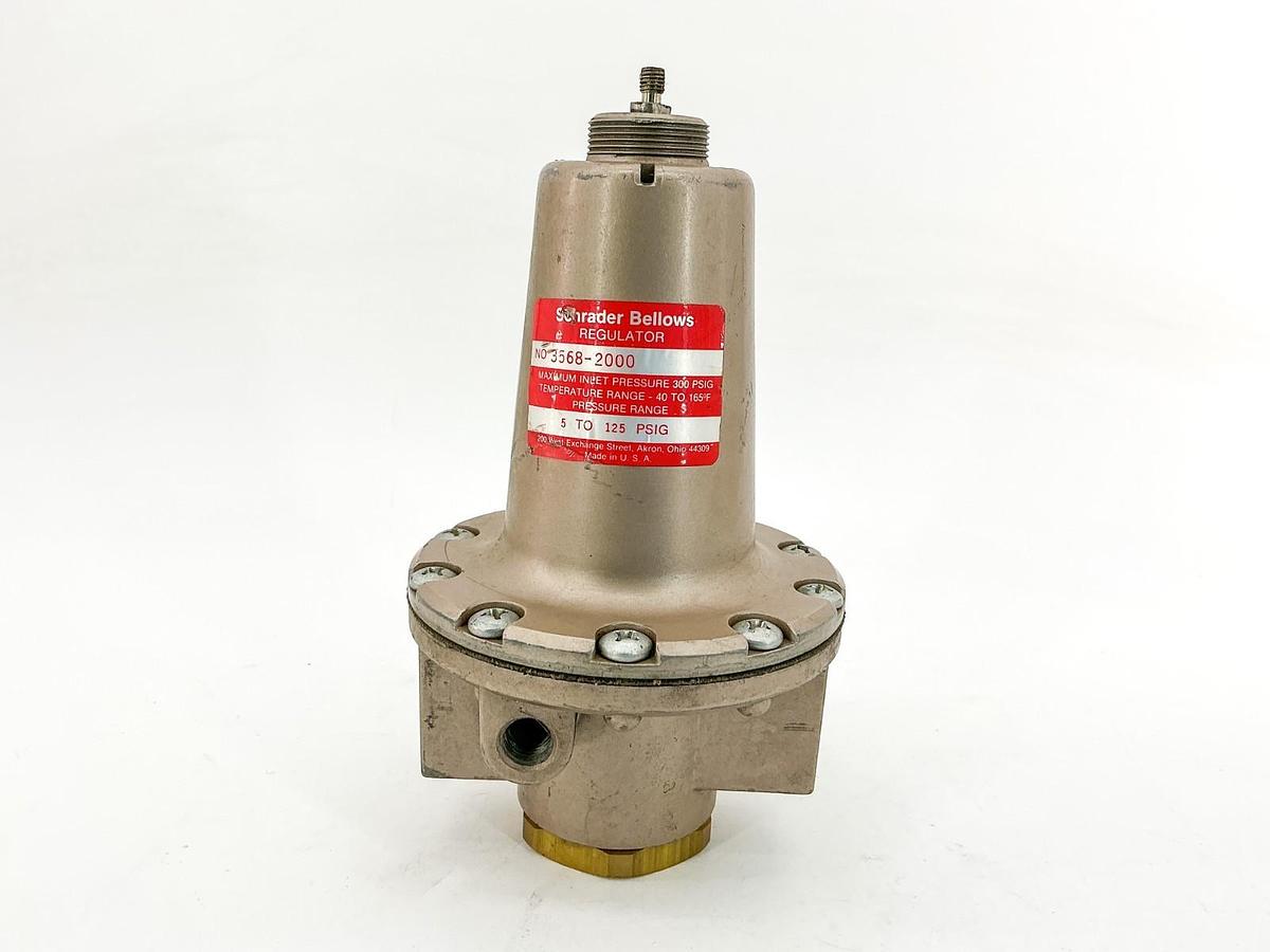 Used Schrader Bellows 3568-2000 Pressure Regulator 5-125PSIG - Missing Handle