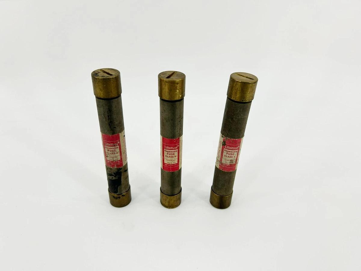 Lot of 3 New Littelfuse RLS-15 Renewable Fuses, 15 A, 600VAC