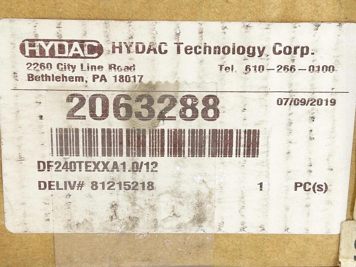 New Hydac 2063288 Inline FIlter DF240TEXXA1.0/12 6000PSI 200GPM