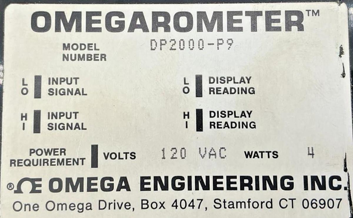 New OMEGA DP2000-P9 Omegarometer Strain Gauge / Monitor 120VAC 4-Watts