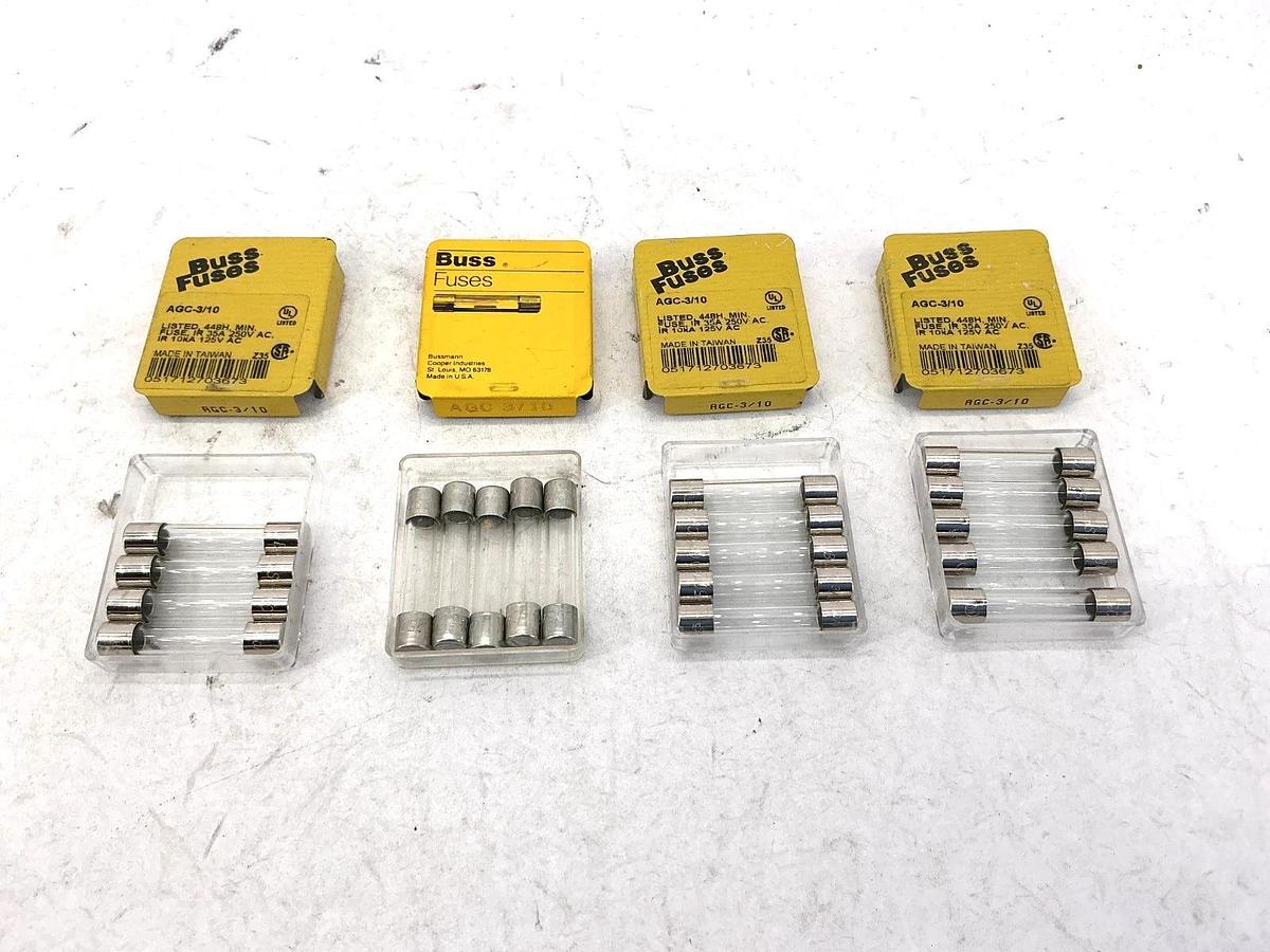 Lot of 19 New Bussmann AGC-3/10 Glass Fuse 3/10A 250V