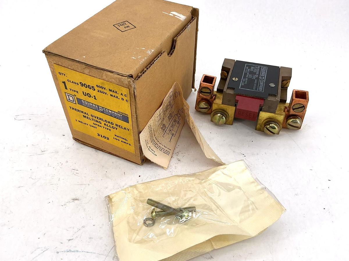 New Square D 9065-UO-1 Thermal Overload Relay Melting Alloy Open Type 100A 600V