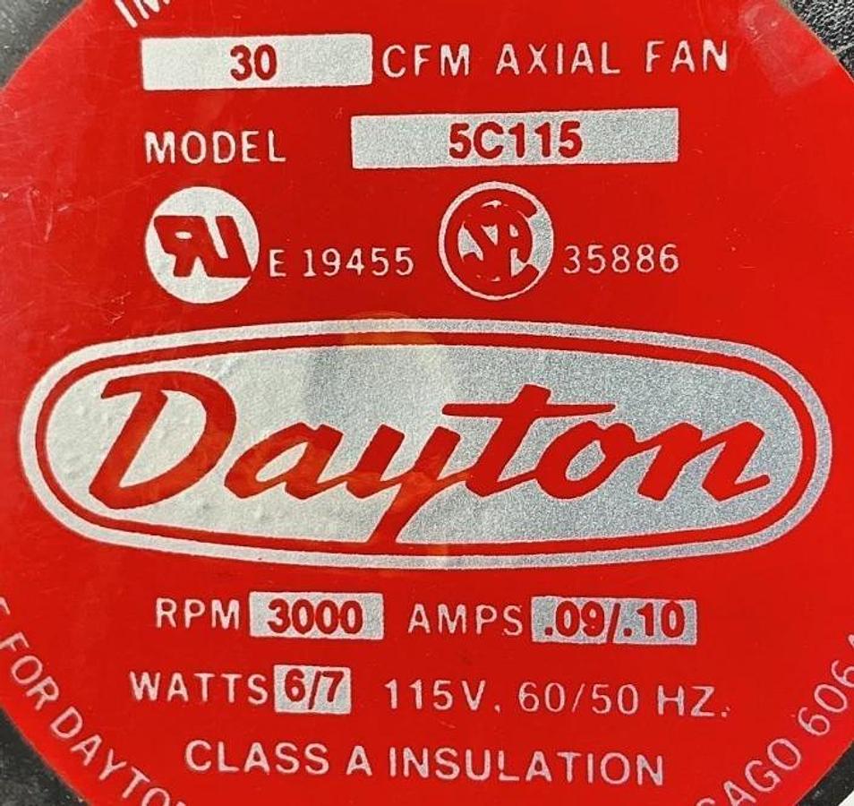 New Dayton 5C115 30 CFM Axial Fan 3000RPM 6/7W 0.09/0.10A 115V 50/60HZ - No Box