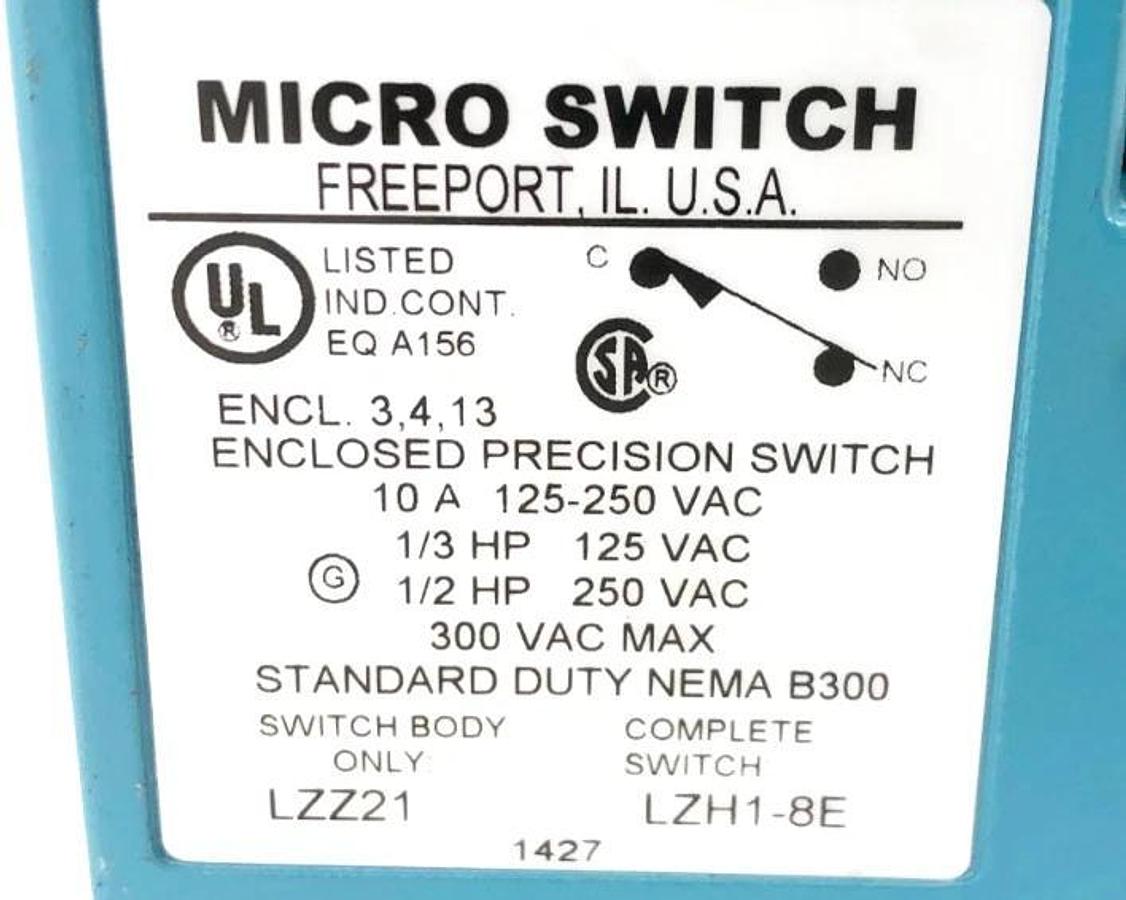 New Honeywell Microswitch LZH1-8E Enclosed Precision Switch 300VAC Max - No Box