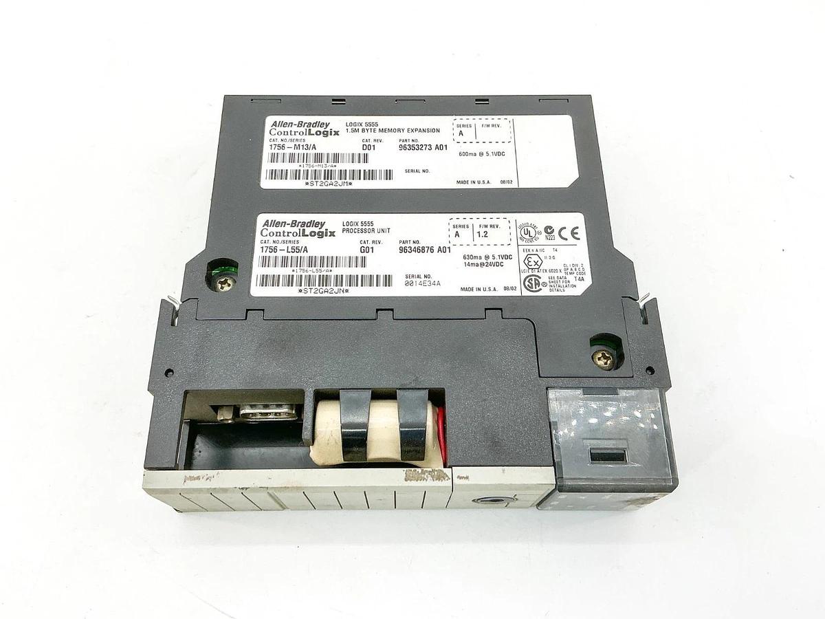 Used Allen Bradley 1756-L55M13 ControlLogix Processor Unit with Memory Expansion