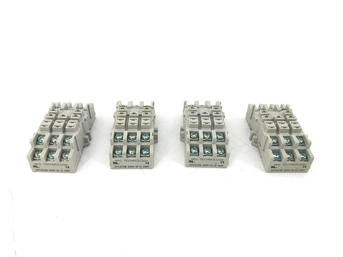 Lot of 4 New SPC Technology SPC9799 Relay Sockets 15A 300V