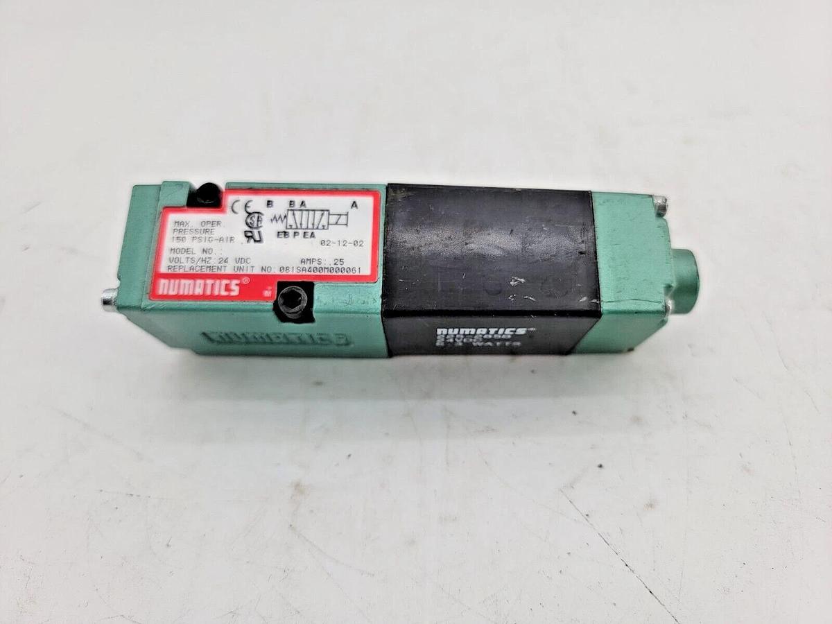 Used Numatics 081SA400M000061 Solenoid Valve 24VDC 150PSIG-AIR