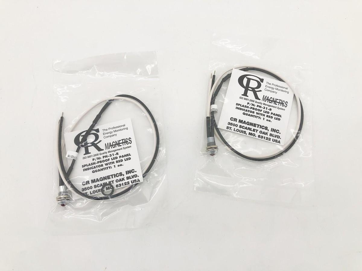 Lot of 2 New CR Magnetics PH-31-R Splash-Proof LED Panel Indicators Red