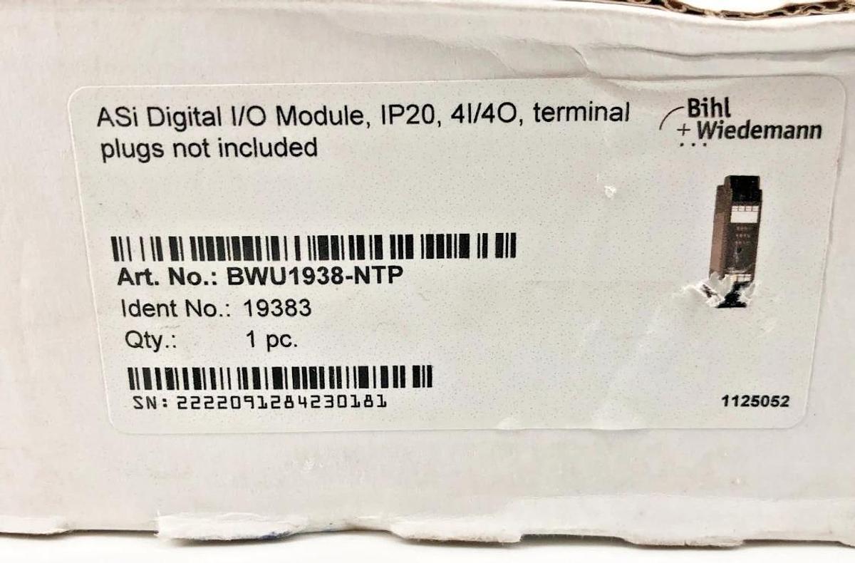 New Bihl+Weidemann BWU1938-NTP ASi Digital 4I/4O Module IP20 22.5mm 19383