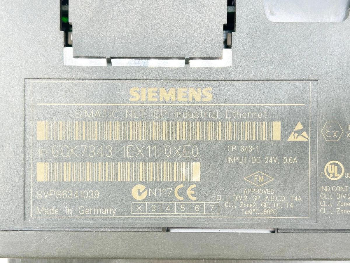 Used Siemens 6GK7343-1EX11-0XE0 PLC Module Industrial Ethernet 24V 0.6A