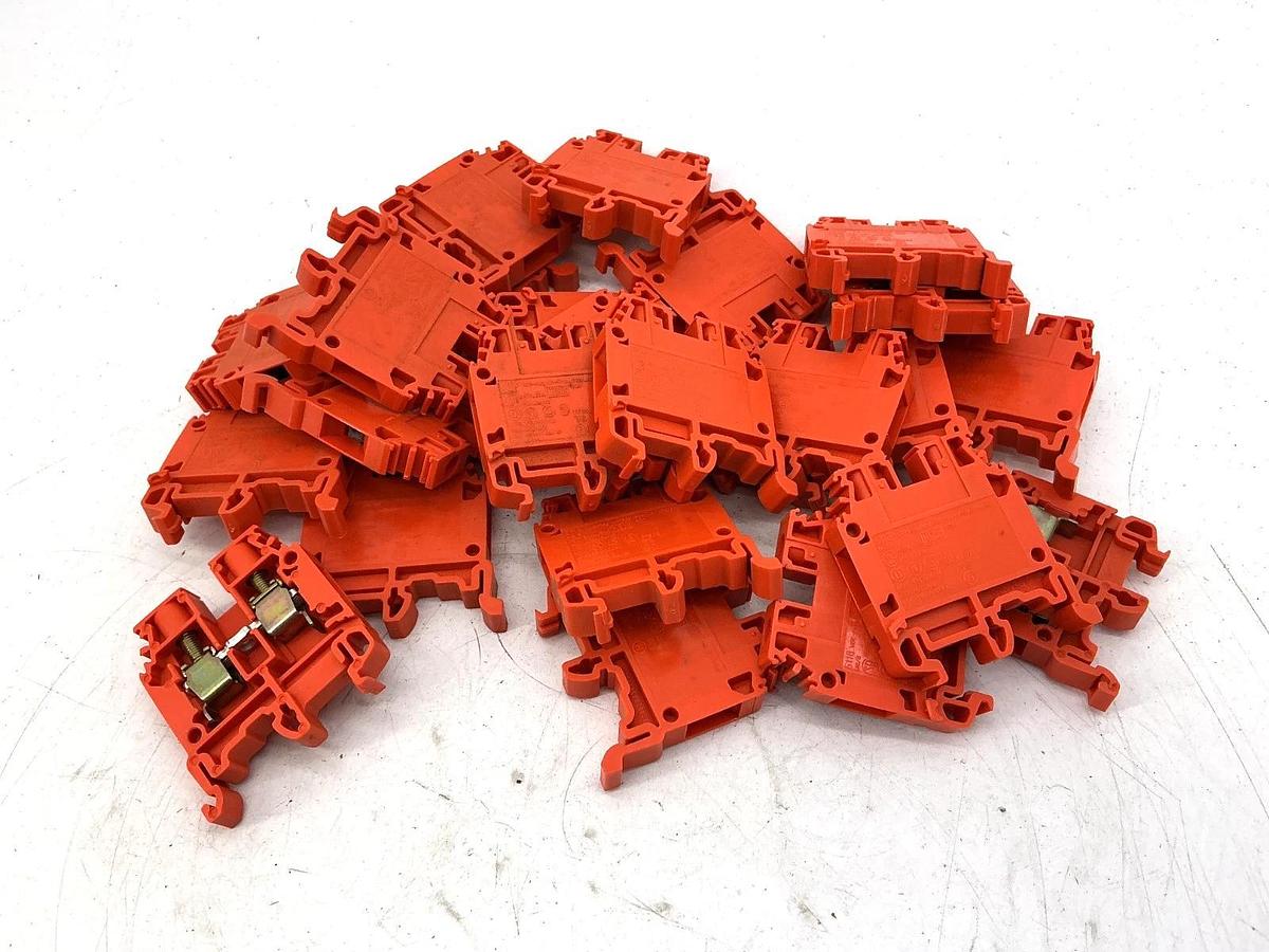 Used Lot of 24 ABB Entrelec 5118-M6/8-ORANGE Terminal Block 8AWG 50A 600V 5118-M6/8