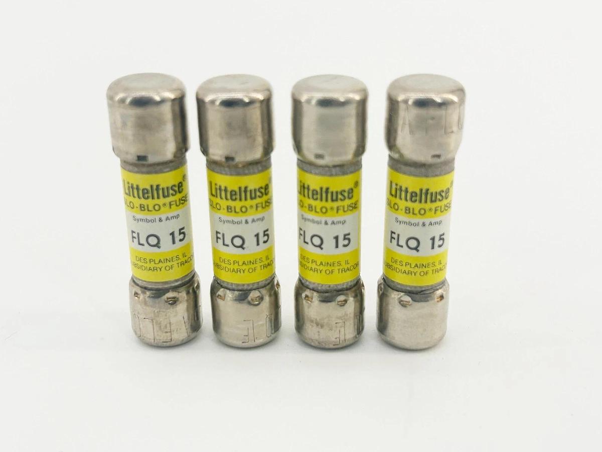 New Lot of 4 Littelfuse FLQ-15 Time Delay Fuse 15A 500V - No Box