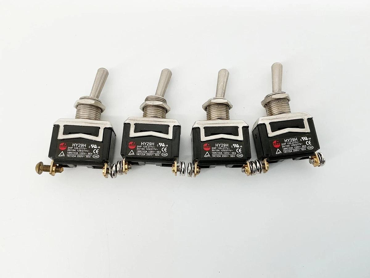 New Lot of 4 Kedu HY29H Toggle Switch 1P 2 Position 277V - No Box