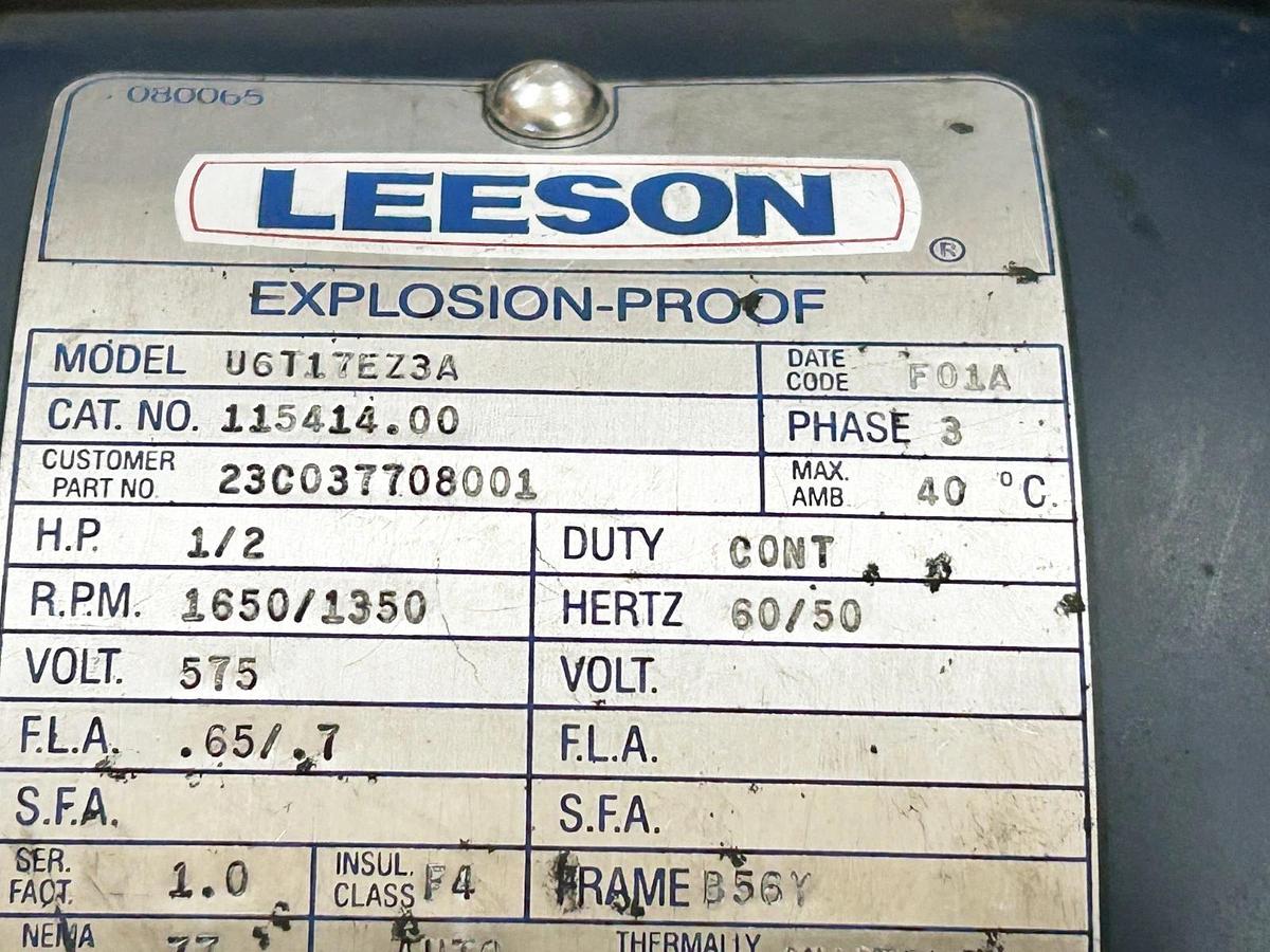 New Leeson 115414.00 Motor 1/2HP 575V 3PH U6T17EZ3A B56Y Frame - No Box
