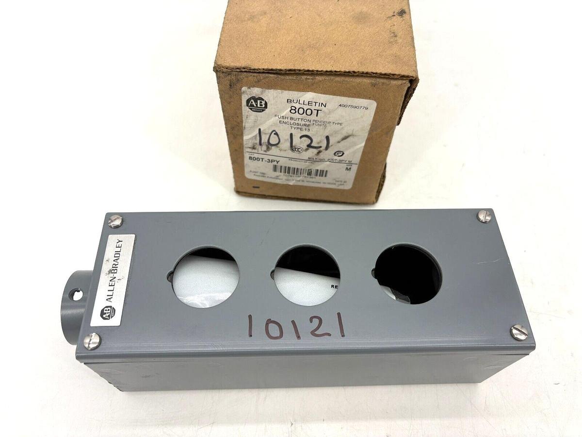 New Allen Bradley 800T-3PY Ser. M Push Button Enclosure Pendent Type 3-Hole