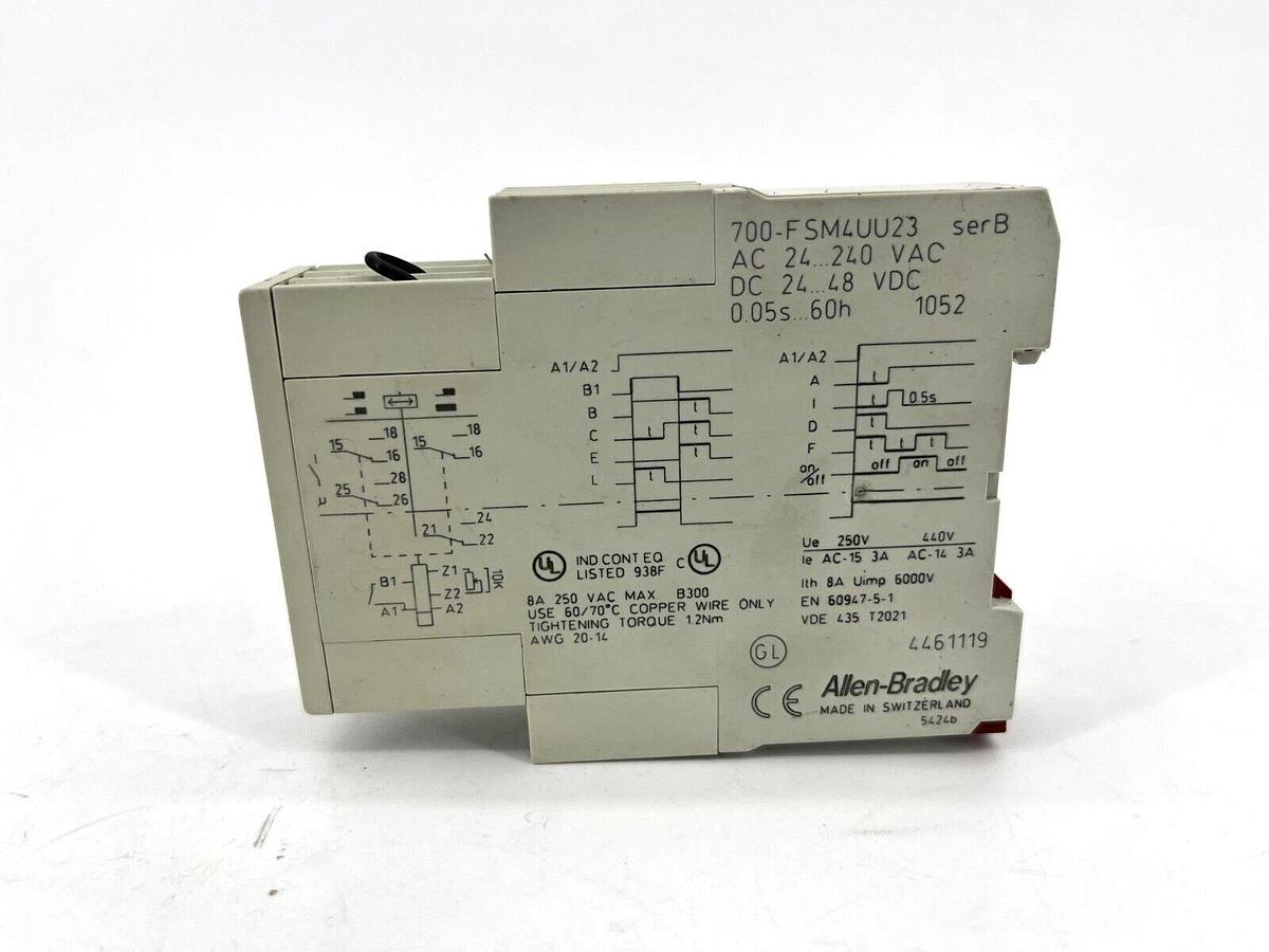 New Allen Bradley 700-FSM4UU23 Ser. B Timing Relay .05s-60h Range