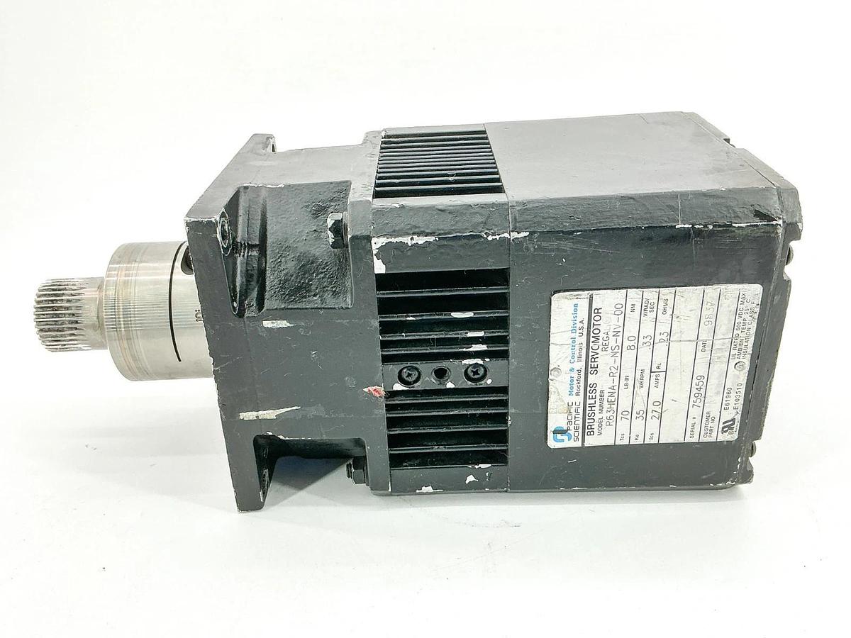 Used Pacific Scientific R63HENA-R2-NS-NV-00 Servomotor 27A 35RPM 8.0NM