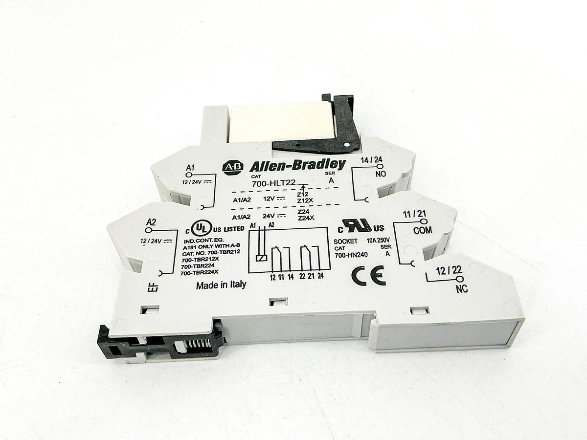 New Lot of 2 AllenBradley 700-HLT22 Terminal Block Relay 24V Ser.A - No Box