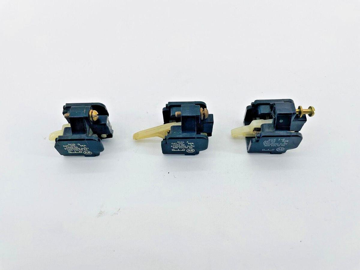 Used Lot of 3 Allen Bradley Auxiliary Contact 1495-G1 1495-G0 1495-G3 600V Ser L