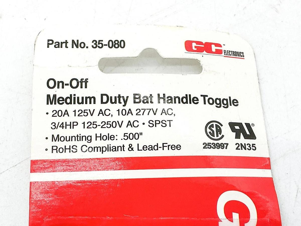 New Lot of 4 GC Electronics 35-080 On/Off Medium Duty Toggle Switch 277V 10A