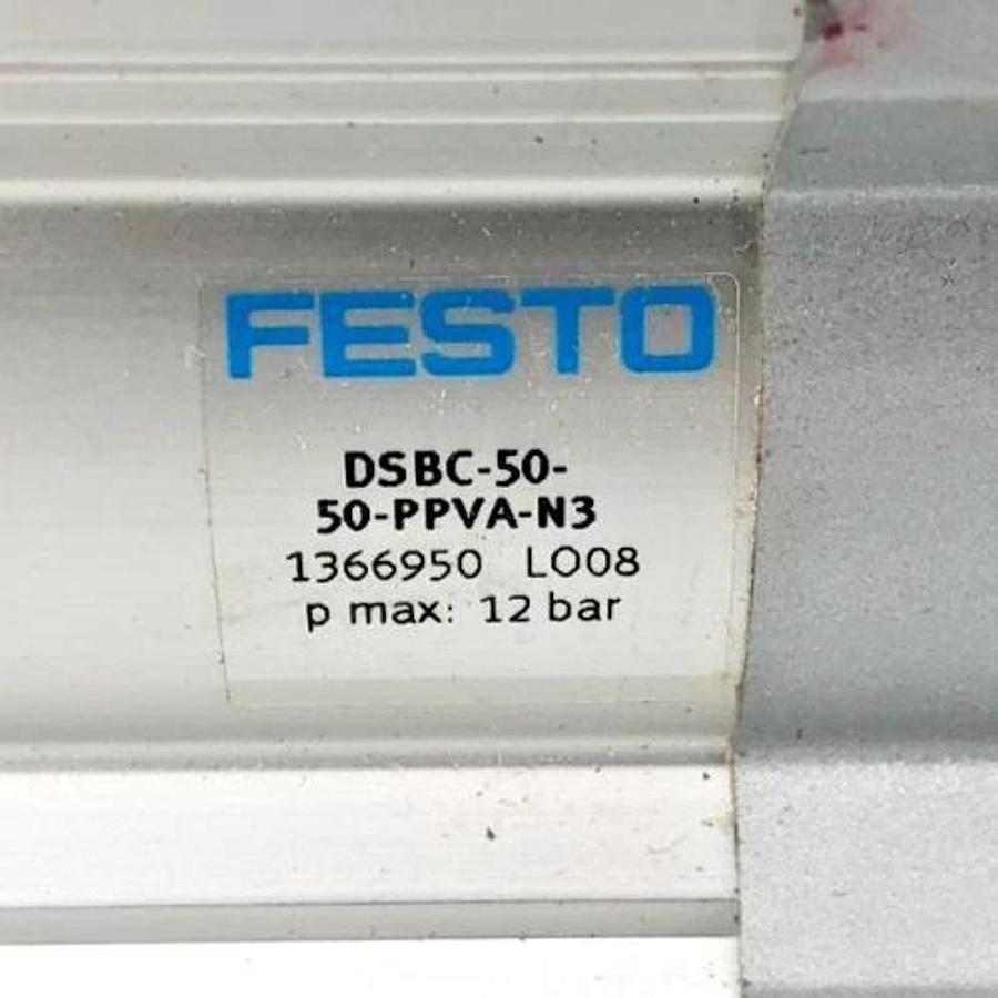 New Festo DSBC-50-50-PPVA-N3 Pneumatic Cylinder 1366950 12 bar - No Box
