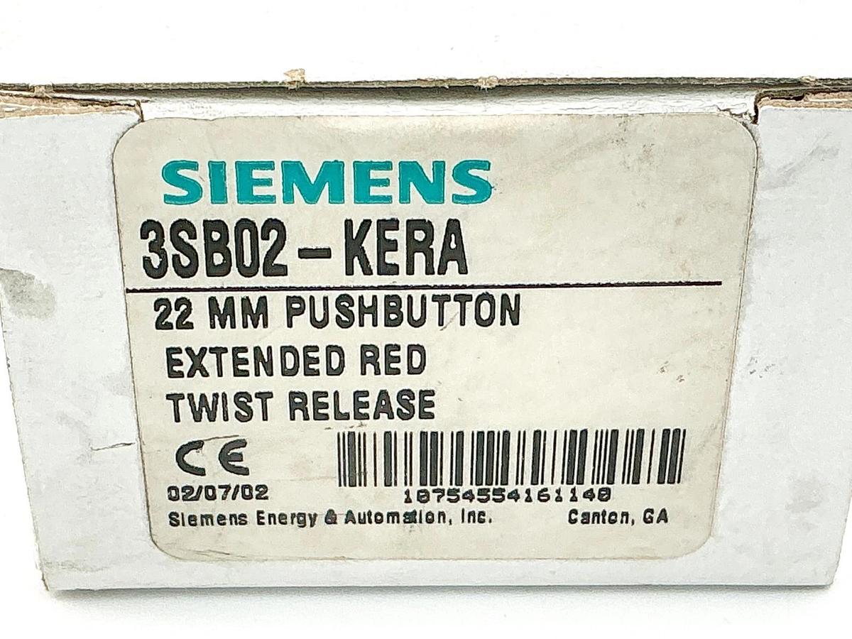 New Siemens 3SB02-KERA 22MM Pushbutton Extended Red Twist Release