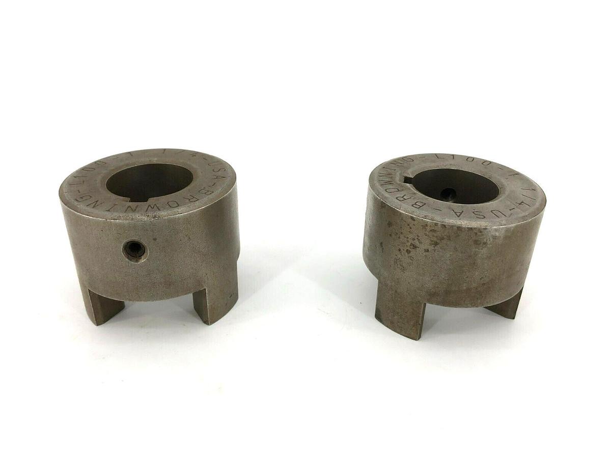 Lot of 2 New Browning L100-1-1/4 Jaw Coupling Hubs 1-1/4" Bore, 0.250" Keyway