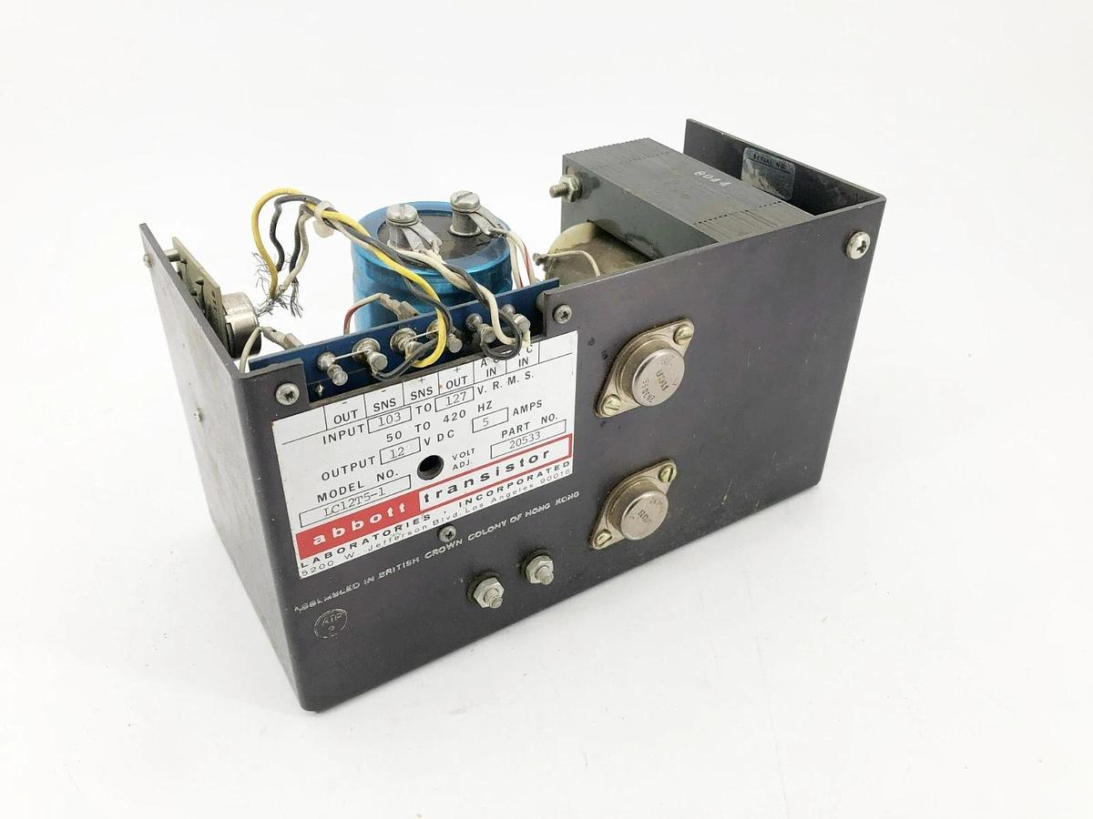 Used Abbott Transistor LC12T5-1 Power Supply 103-127V.R.M.S. In 12VDC 5A Out 20533