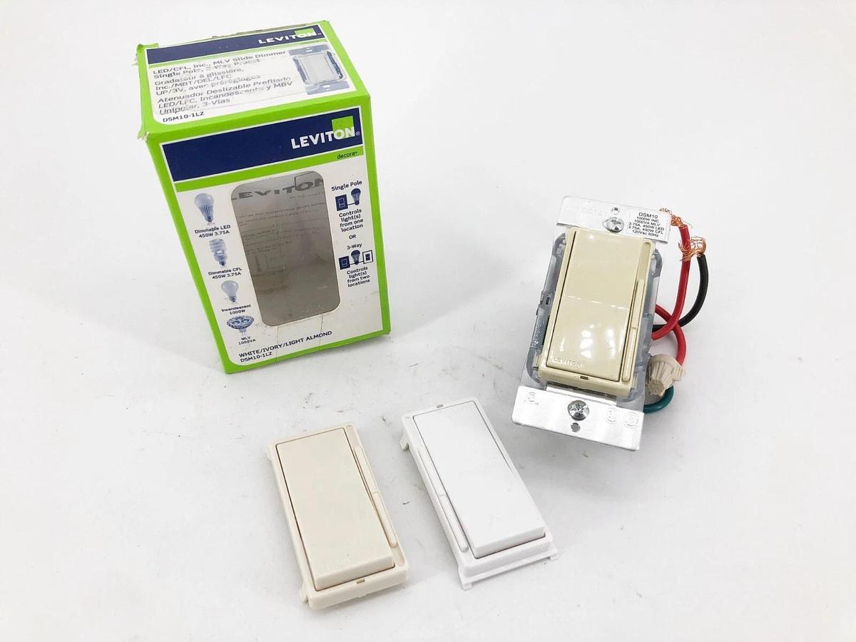 New Leviton DSM10-1LZ Slide Dimmer Switch for Magnetic Low Voltage