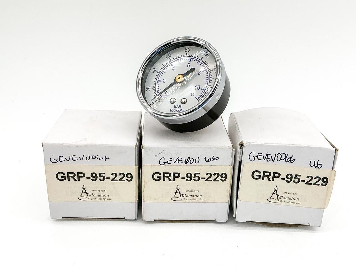 New Lot of 3 Automation Inc. GRP-95-229 Pressure Gauge 0-160PSI 2" Face