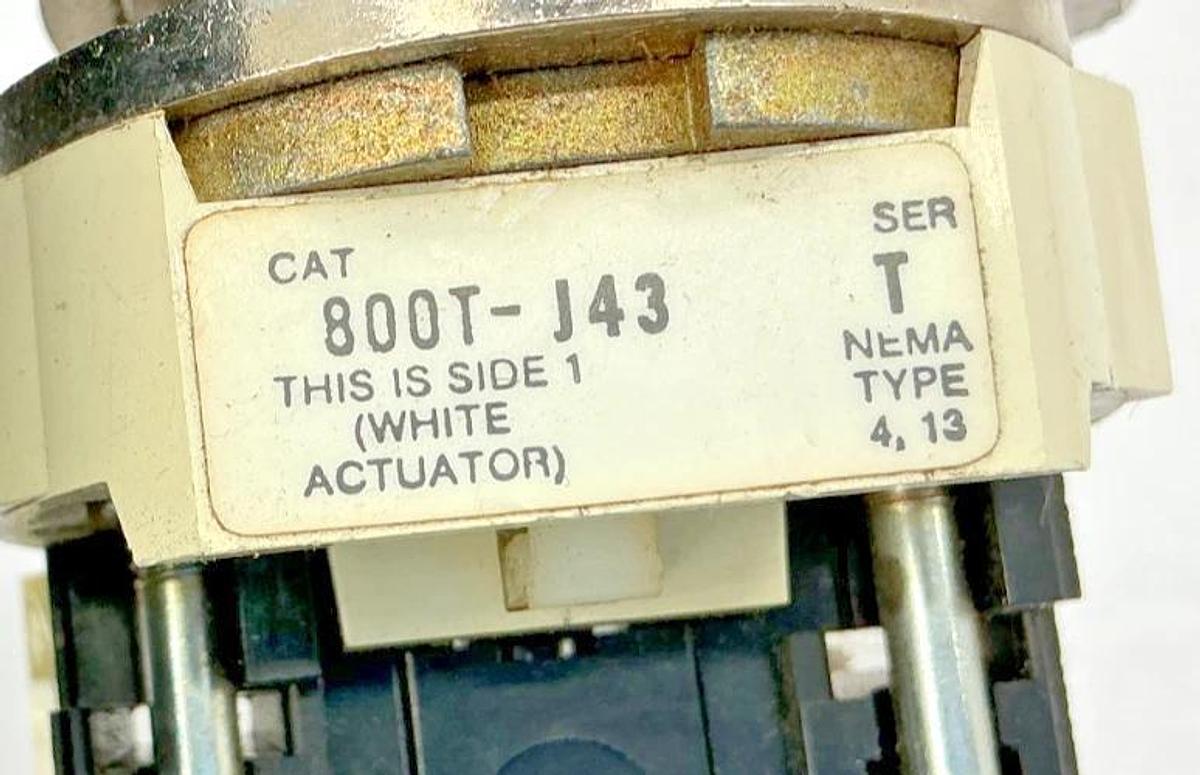 Used Allen Bradley 800T-J43 Ser T Selector Switch Unit 3-Position 30mm - No Key